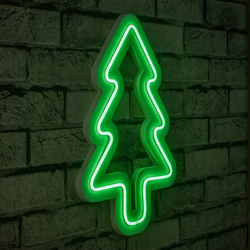 Lampă neon Christmas pin, Diverse culori, 21x30x2 cm - Verde