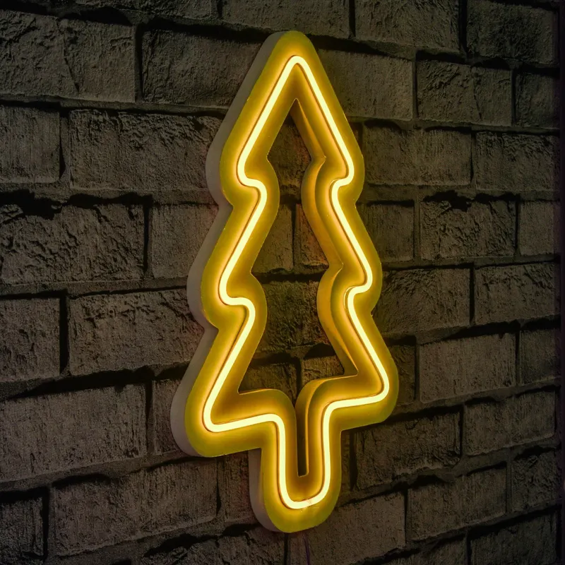 Lampă neon Christmas pin, Diverse culori, 21x30x2 cm - Galben