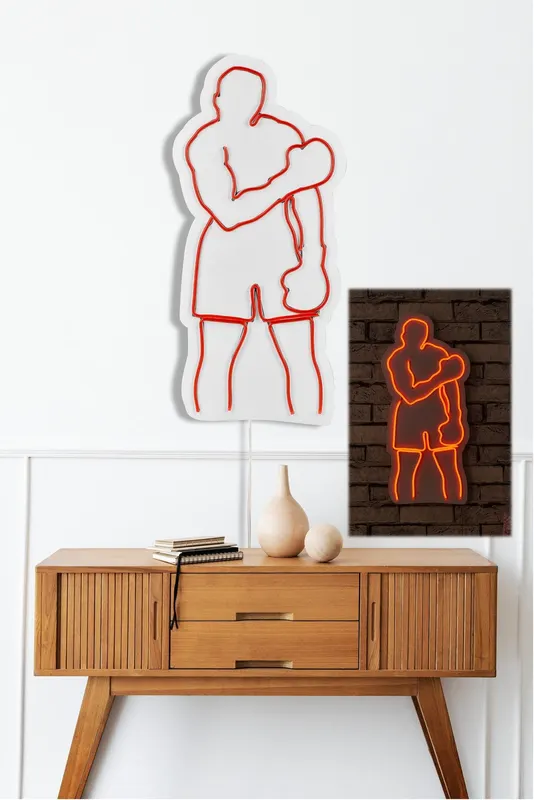 Lampă neon Muhammed Ali, Diverse culori, 28x60x2 cm - Roșu