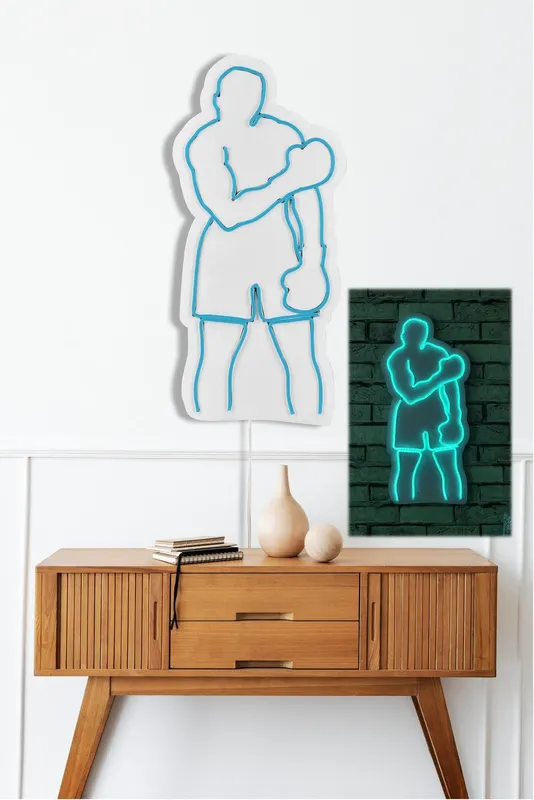 Lampă neon Muhammed Ali, Diverse culori, 28x60x2 cm - Albastru