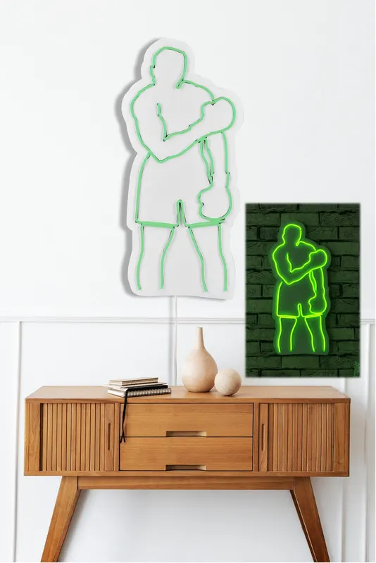Lampă neon Muhammed Ali, Diverse culori, 28x60x2 cm - Verde