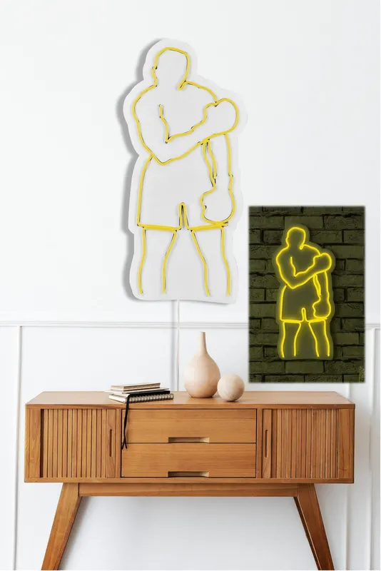 Lampă neon Muhammed Ali, Diverse culori, 28x60x2 cm - Galben