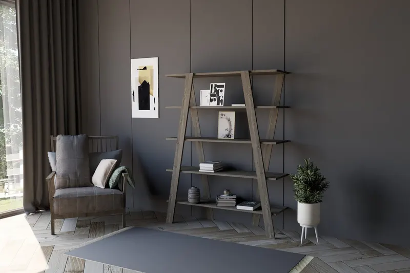 Bibliotecă Conde, Diverse culori, 120x25x150 cm - Negru