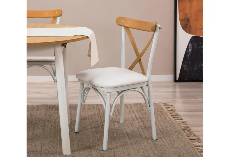 Masă extensibilă cu scaune Oliver, Diverse culori, Diverse configurații, 100x100x75 cm - Stejar - Alb / 5 bucăți
