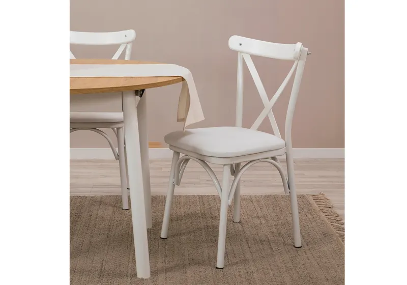 Masă extensibilă cu scaune Oliver, Diverse culori, Diverse configurații, 100x100x75 cm - Alb - Stejar / 5 bucăți