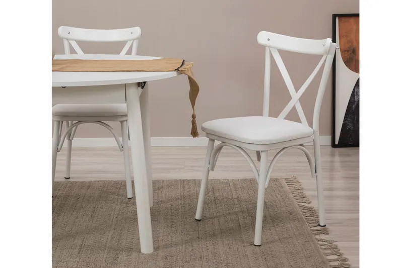 Masă extensibilă cu scaune Oliver, Diverse culori, Diverse configurații, 100x100x75 cm - Alb / 3 bucăți