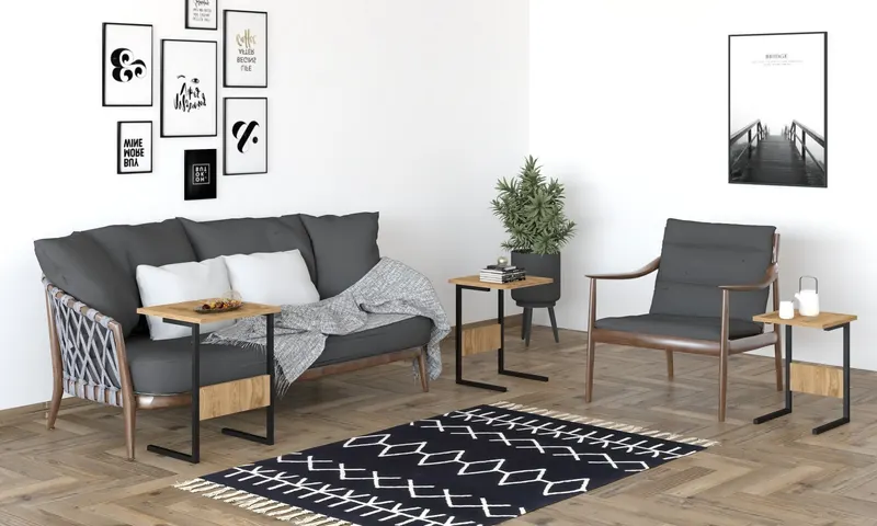 Set 3 măsuțe de cafea Sali, Diverse culori, 40x40x55 cm - Negru - Oud