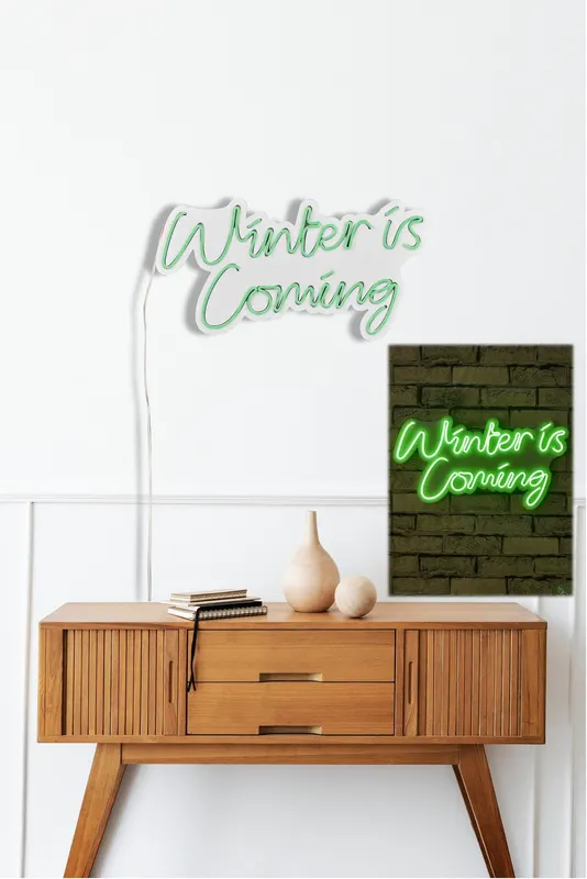 Lampă neon Winter is Coming, Diverse culori, 52x28x2 cm - Verde