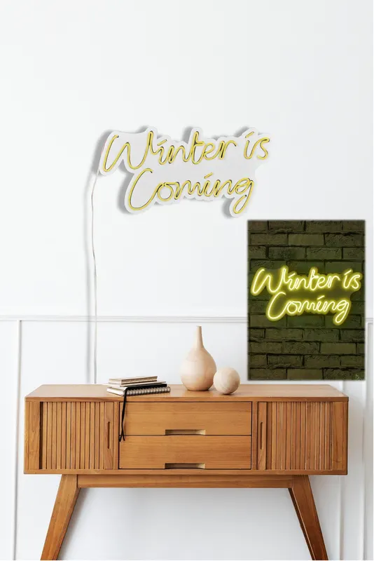 Lampă neon Winter is Coming, Diverse culori, 52x28x2 cm - Galben