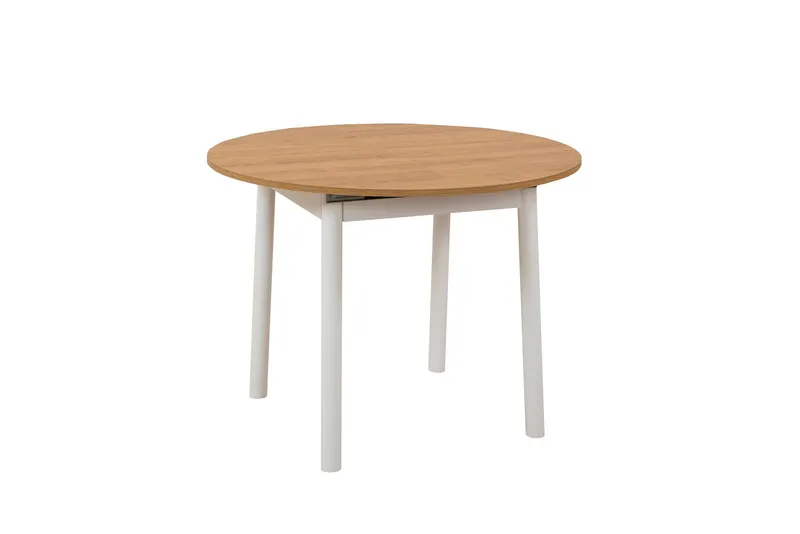 Masă dining extensibilă Oliver, Diverse culori, 100x100x75 cm - Stejar - Alb