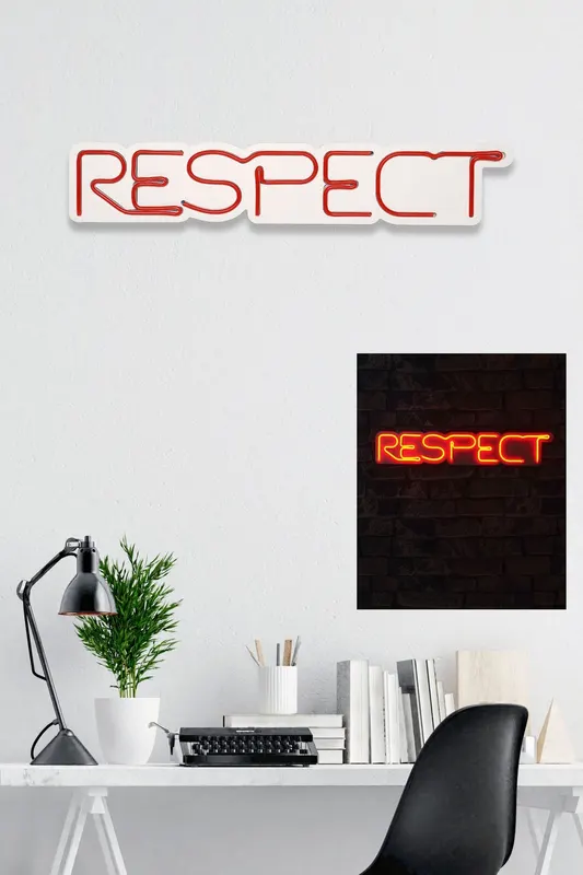 Lampă neon Respect, Diverse culori, 11x57x2 cm - Roșu