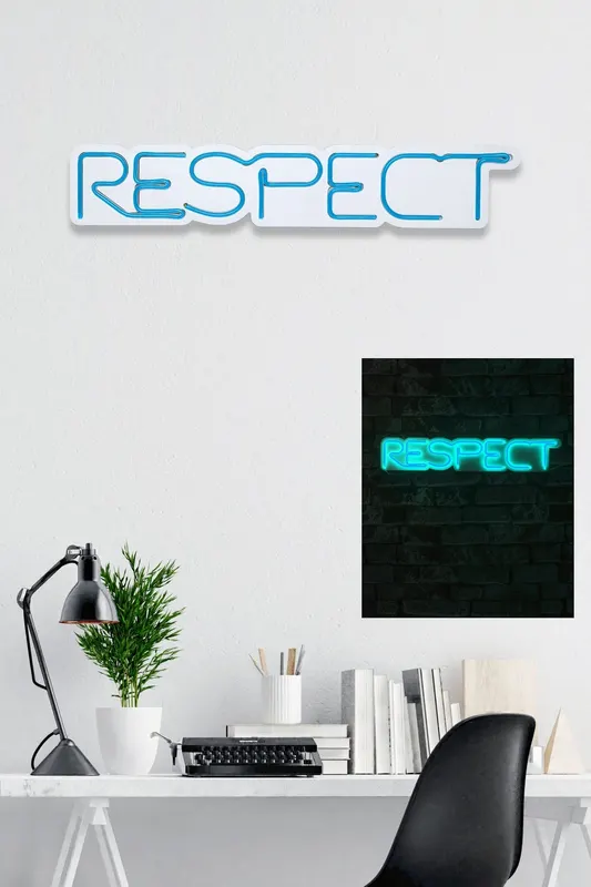 Lampă neon Respect, Diverse culori, 11x57x2 cm - Albastru