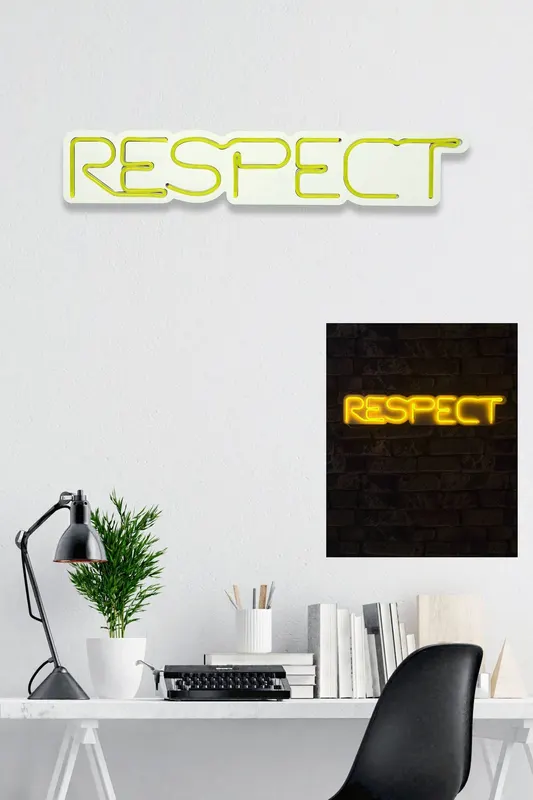 Lampă neon Respect, Diverse culori, 11x57x2 cm - Galben