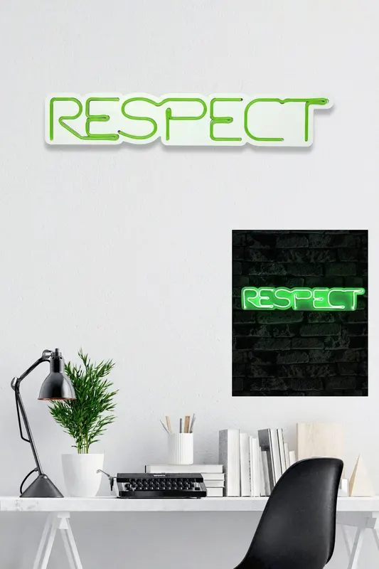 Lampă neon Respect, Diverse culori, 11x57x2 cm - Verde