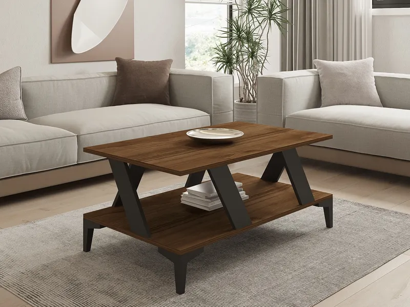 Măsuță de cafea Tabla, Diverse culori, 100x60x40 cm - Antracit - Nuc