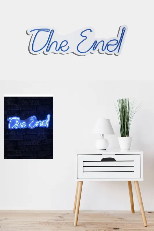Lampă neon The End, Diverse culori, 16x50x2 cm - Albastru