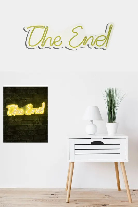Lampă neon The End, Diverse culori, 16x50x2 cm - Galben