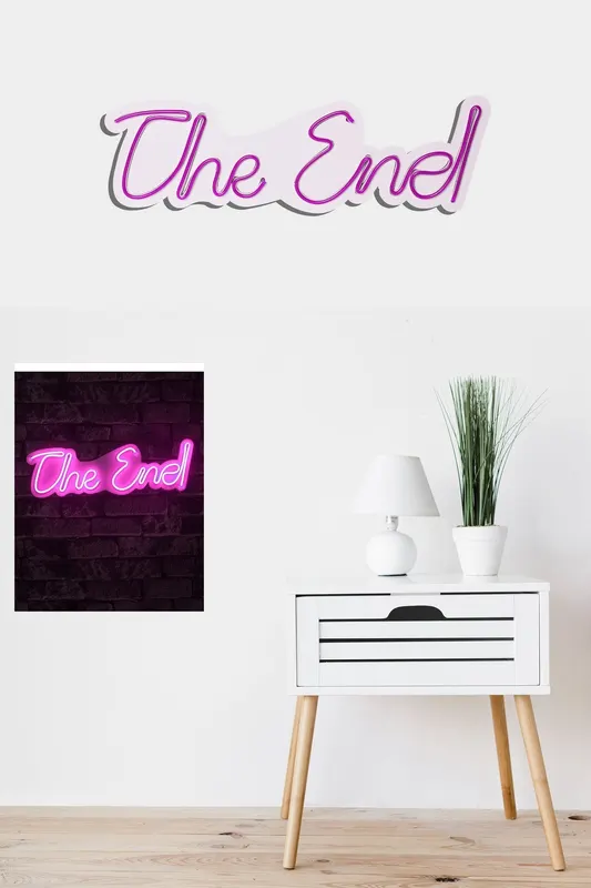 Lampă neon The End, Diverse culori, 16x50x2 cm - Roz
