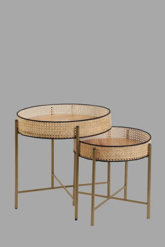 Set de măsuțe de cafea Kolezyum, Diverse culori, Diverse configurații, Ø45x40 cm - Antichizat / 2 bucăți