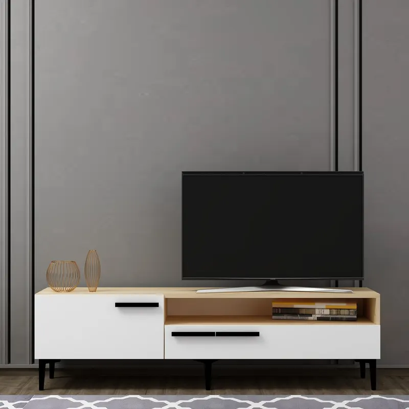 Comodă TV Zera, Diverse culori, 150x35x50 cm - Stejar - Antracit