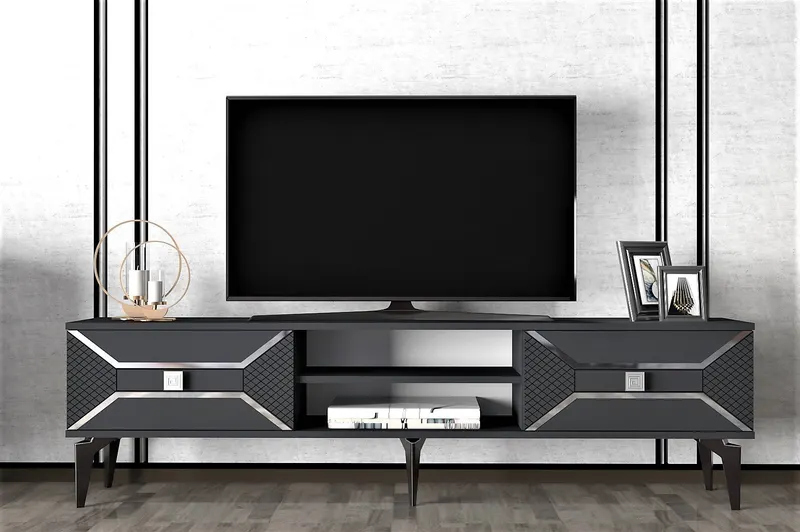 Comodă TV Yumedi, Diverse culori, 150x30x50 cm - Antracit - Argintiu