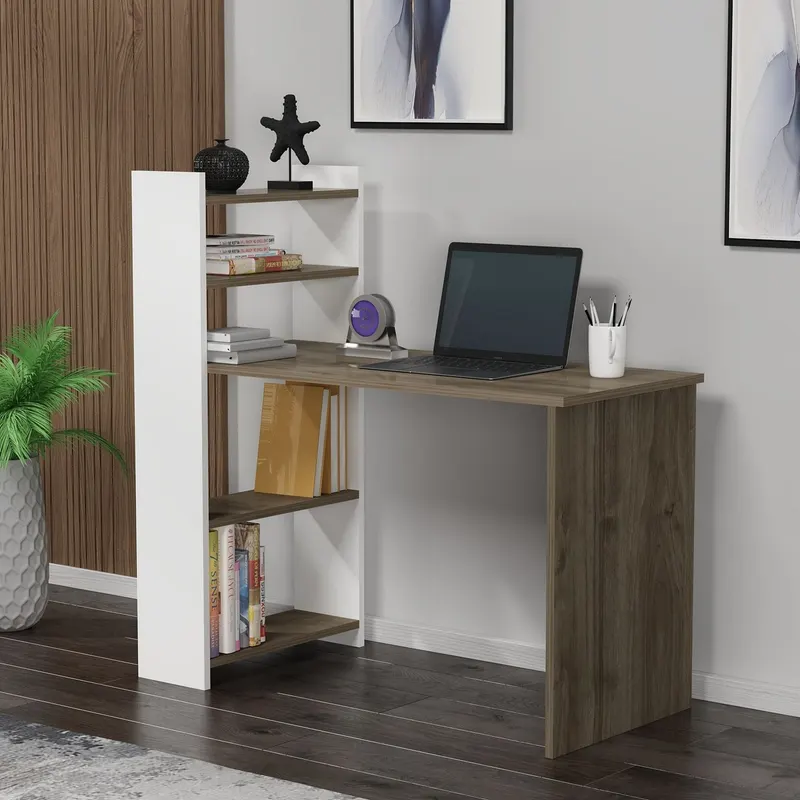 Birou Enna, Diverse culori, 110x50x110 cm - Nuc - Alb