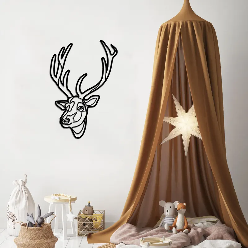 Decorațiune de perete din metal Dear, Diverse culori, 48x69x0 cm - Negru