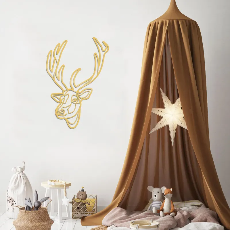 Decorațiune de perete din metal Dear, Diverse culori, 48x69x0 cm - Auriu