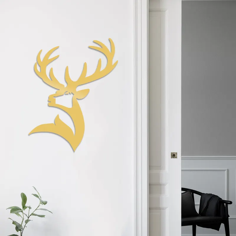Decorațiune de perete din metal Dear2, Diverse culori, 38x53x0 cm - Auriu