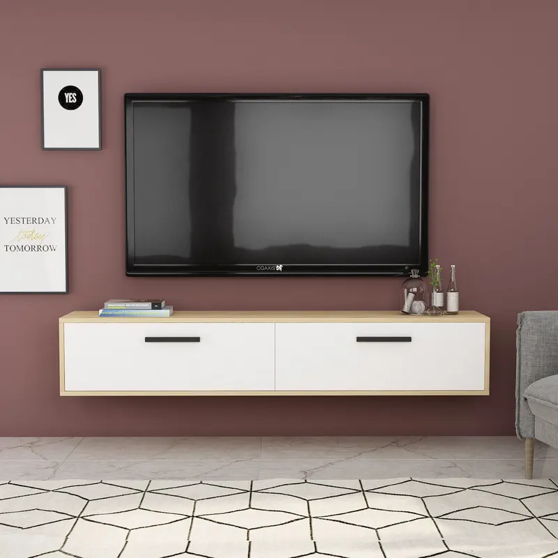 Comodă TV Inel, Diverse culori, 150x30x45 cm - Sapphire - Alb