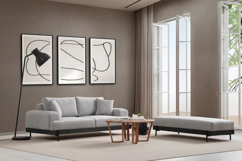Taburet Eti negru Pouffe, Diverse culori - Gri