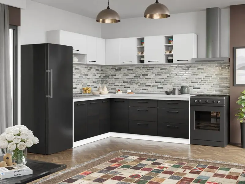 Set Mobila Bucatarie Colt Mina Yang 180*220 Ferrara/Alb C148 — imaginea 3