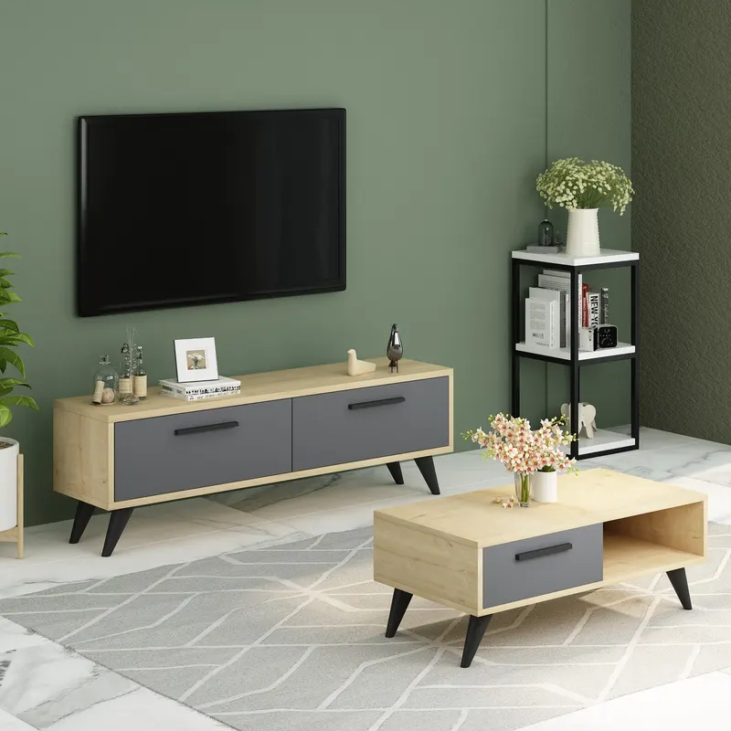 Comodă TV Melisa, Diverse culori, 120x30x45 cm - Sapphire - Antracit