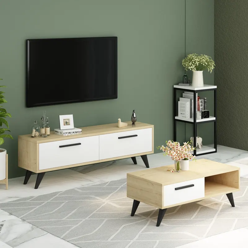Comodă TV Melisa, Diverse culori, 120x30x45 cm - Sapphire - Alb