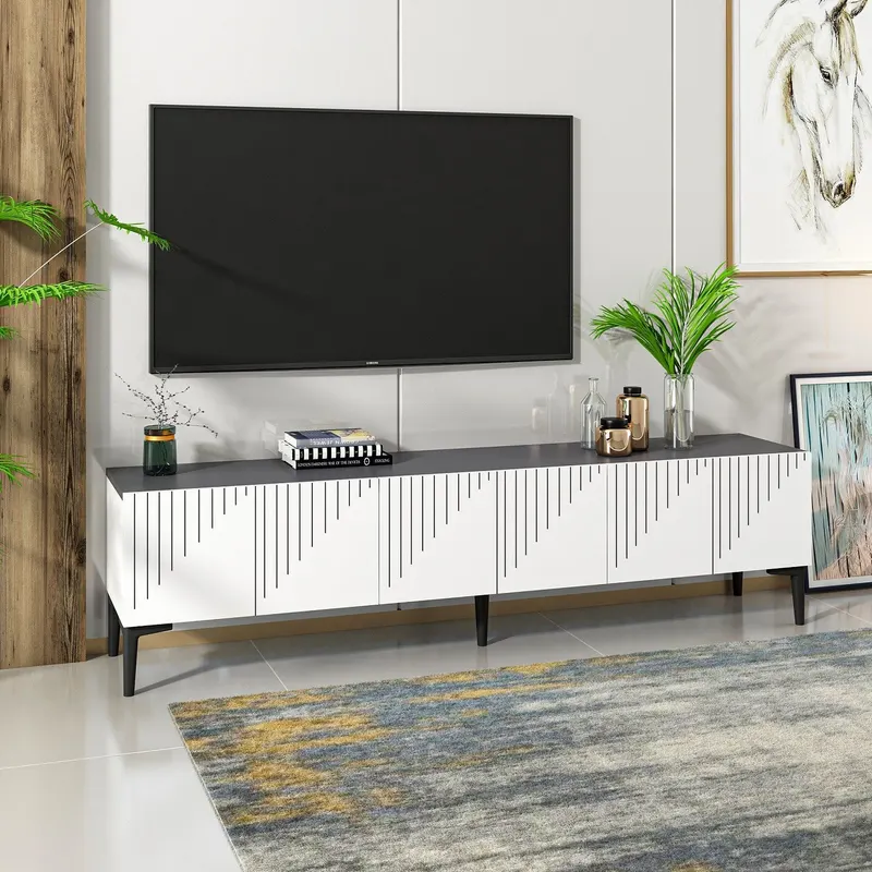Comodă TV Artemis, Diverse culori, 180x37x45 cm - Alb - Antracit