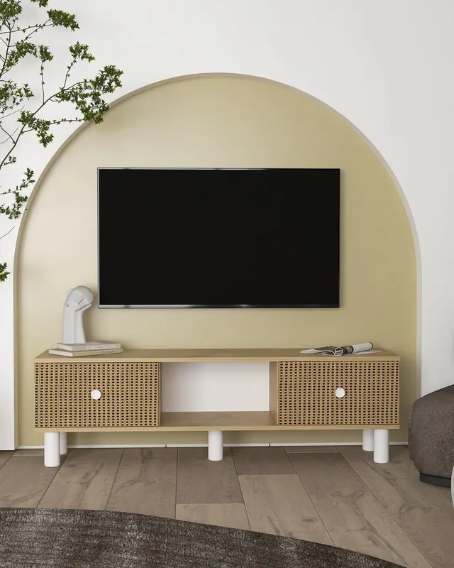 Comodă TV Mono, Diverse culori, 150x30x41 cm - Stejar safir - Hazeran