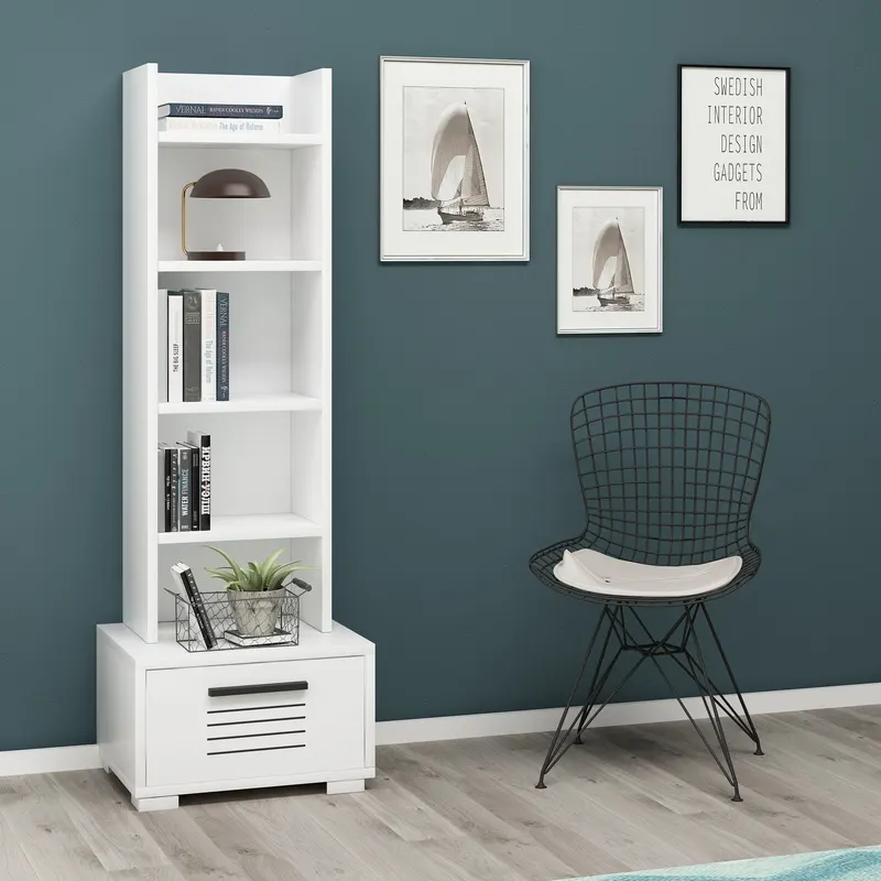 Bibliotecă Dawn, Diverse culori, 35x26x152 cm - Alb