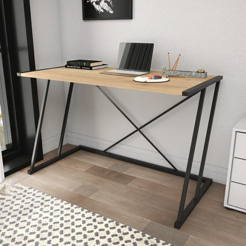 Birou Adelaide, Diverse culori, 114x60x75 cm - Negru - Stejar