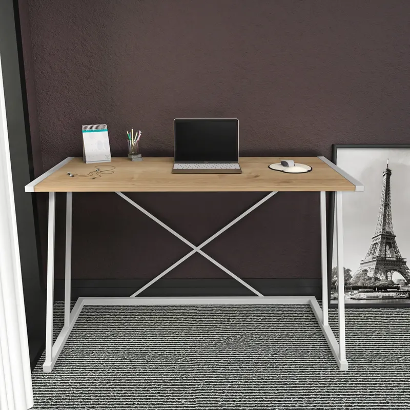Birou Adelaide, Diverse culori, 114x60x75 cm - Alb - Stejar