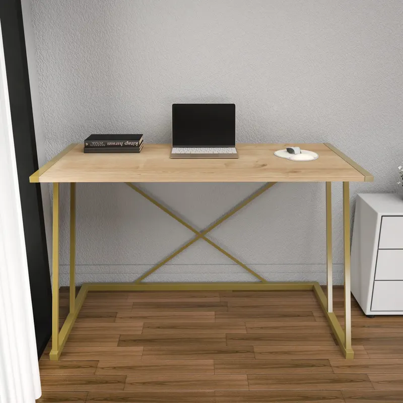 Birou Adelaide, Diverse culori, 114x60x75 cm - Auriu - Stejar