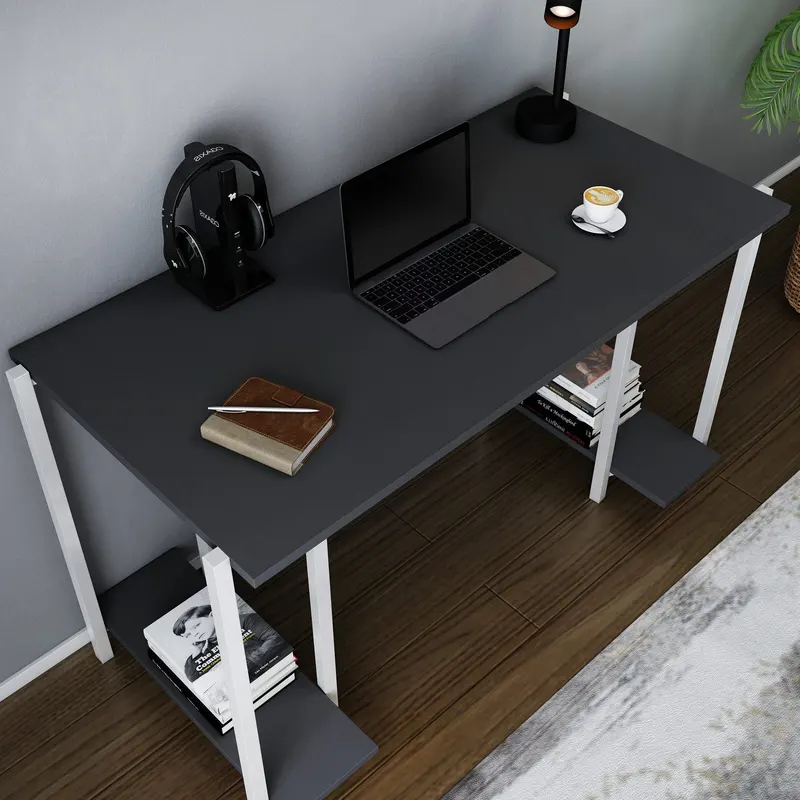 Birou Academy, Diverse culori, 125x60x74 cm - Alb - Antracit