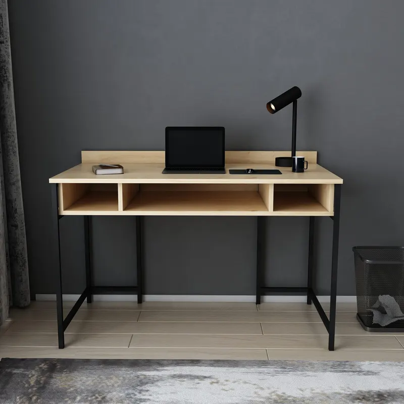 Birou Alma, Diverse culori, 120x60x75 cm - Negru - Stejar