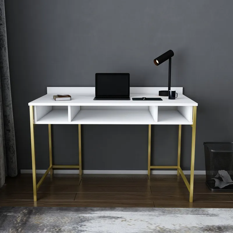 Birou Alma, Diverse culori, 120x60x75 cm - Auriu - Alb