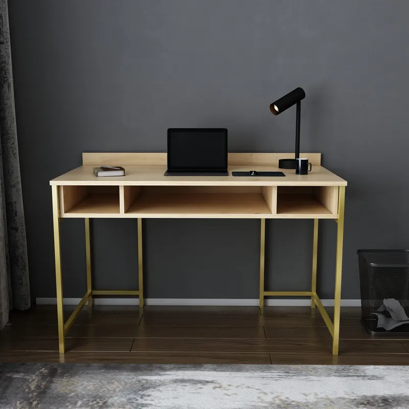 Birou Alma, Diverse culori, 120x60x75 cm - Auriu - Stejar