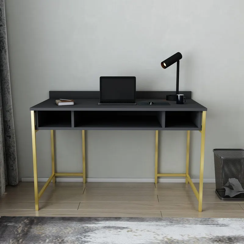 Birou Alma, Diverse culori, 120x60x75 cm - Auriu - Antracit