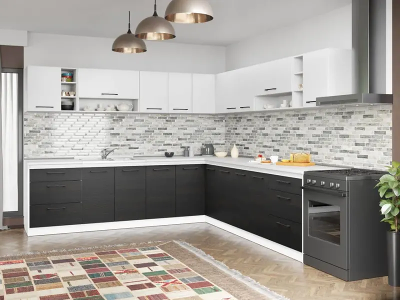 Set Mobila Bucatarie Colt Mina Yang 280*280 Ferrara/Alb C146 — imaginea 3