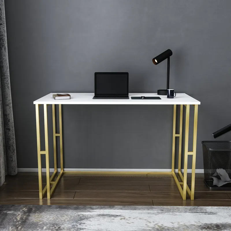 Birou Kane, Diverse culori, 120x60x75 cm - Auriu - Alb