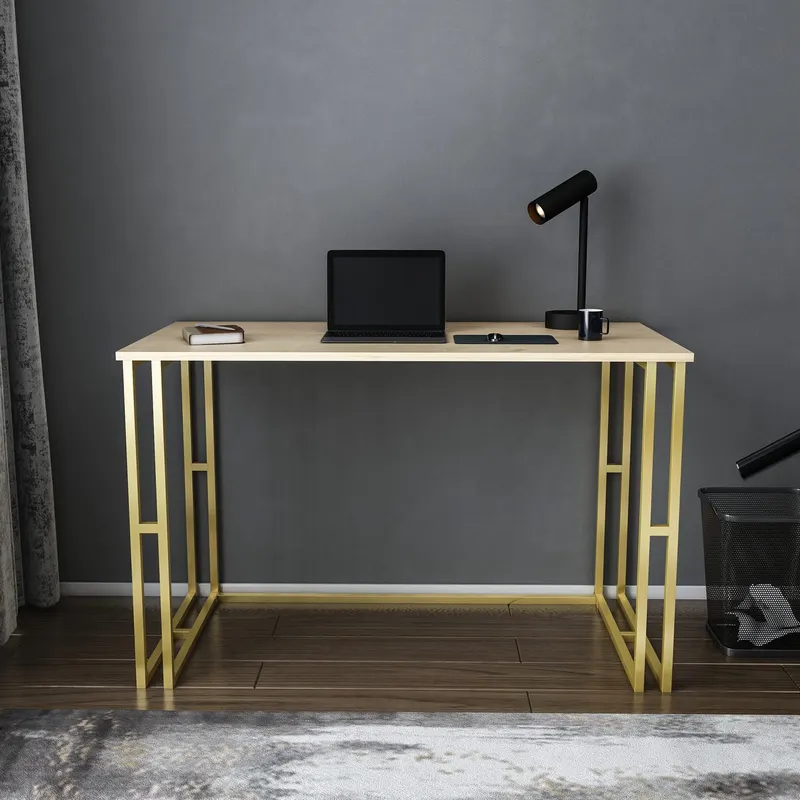 Birou Kane, Diverse culori, 120x60x75 cm - Auriu - Stejar
