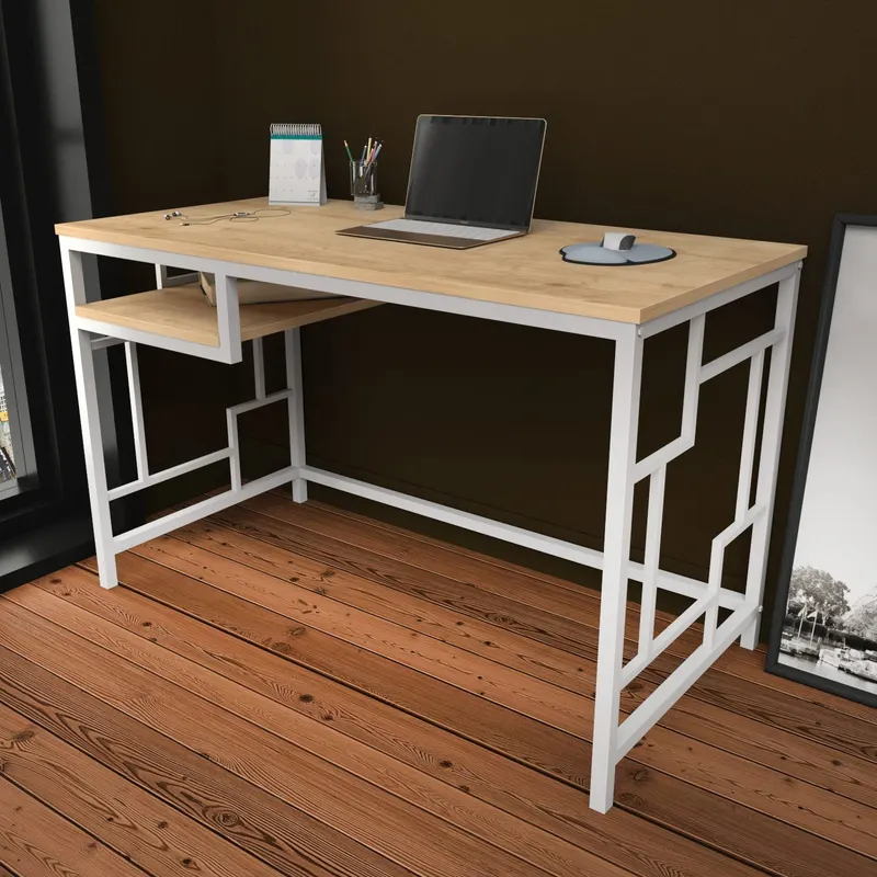 Birou Kennesaw, Diverse culori, 120x60x75 cm - Alb - Stejar