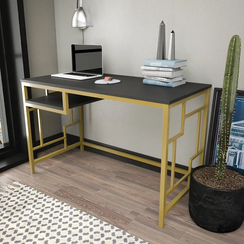 Birou Kennesaw, Diverse culori, 120x60x75 cm - Auriu - Antracit